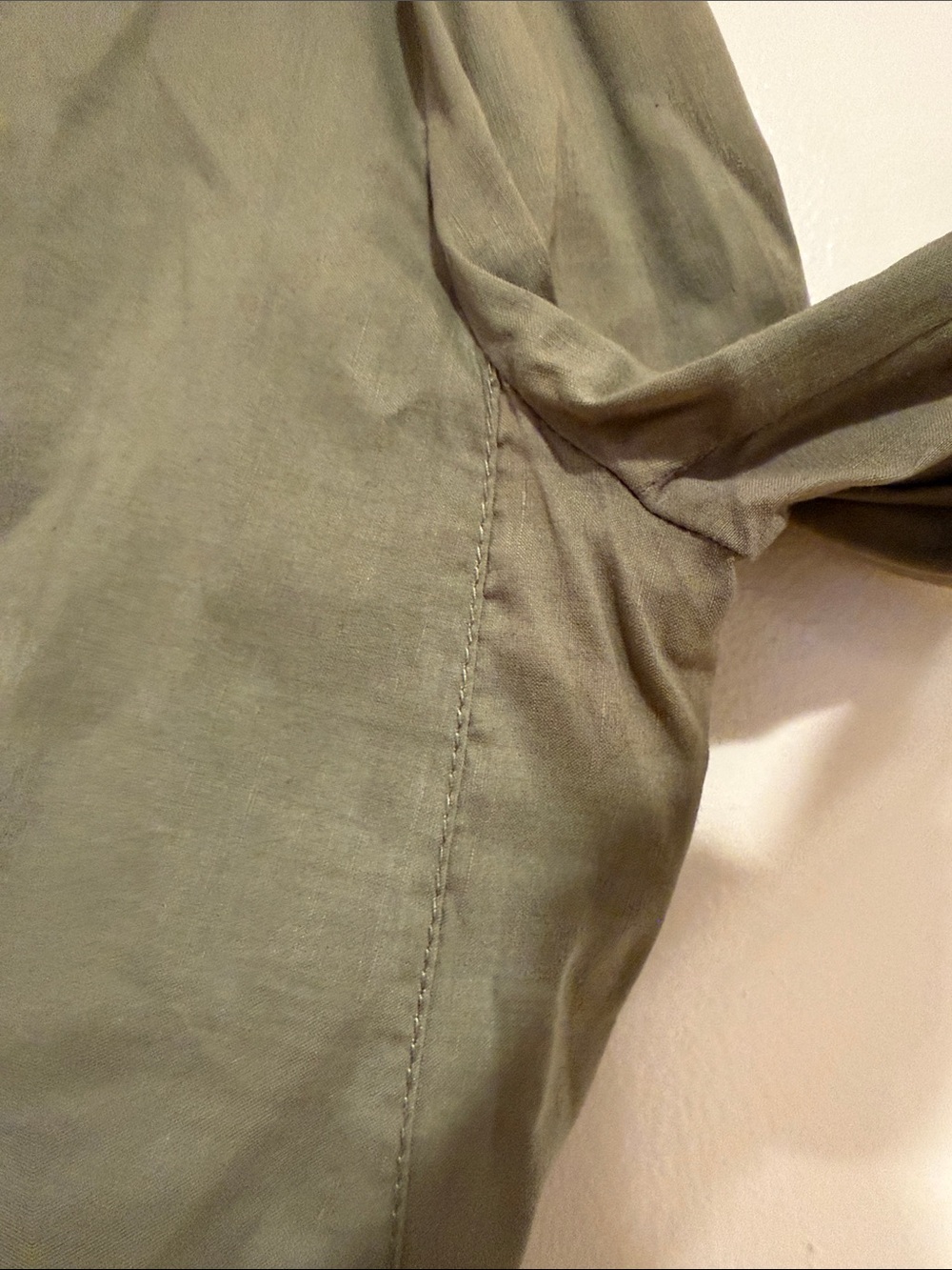 Elie Tahari linen blend khaki green belted utility jacket - Picture 9 of 10